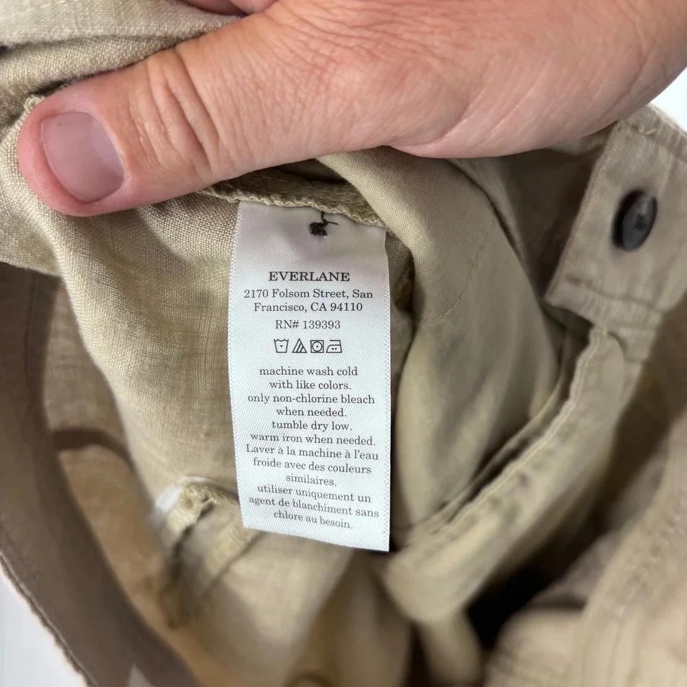 Everlane The Linen Way High Pants Womens 12  Tan European Linen Wide Leg Coastal